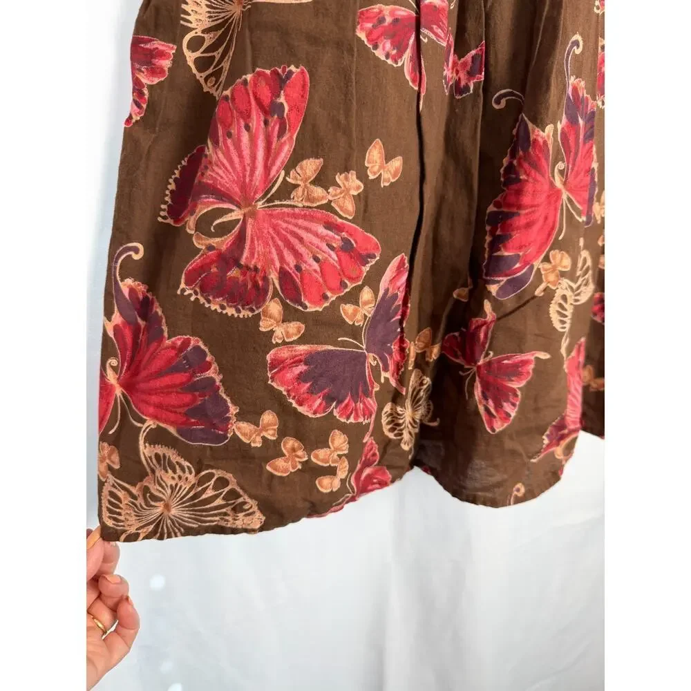 GAP 100% Cotton Sundress Girls Brown Pink Small 6/7 Butterfly Block Print India